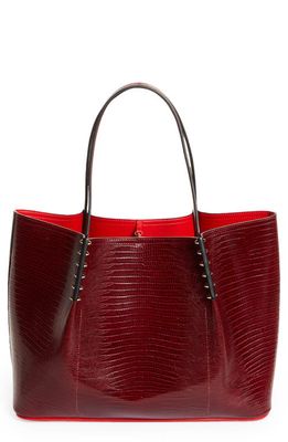 Christian Louboutin Large Cabarock Lizard Embossed Leather Tote in Bourbon