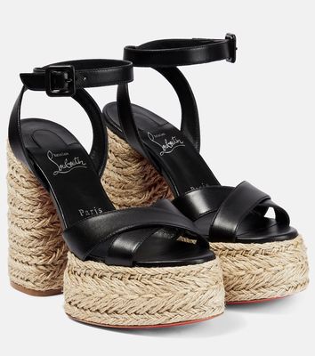 Christian Louboutin Leather and jute platform sandals