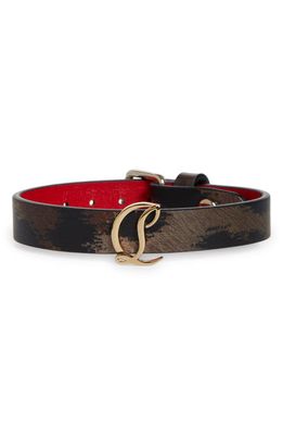 Christian Louboutin Logo Clasp Leather Bracelet in 3221 Brown/Gold