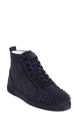 Christian Louboutin Lou Spikes Orlato High Top Sneaker in Ink/Ink Mat