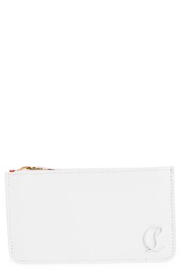 Christian Louboutin Loubi54 Leather Zip Card Case in W240 Bianco/Bianco