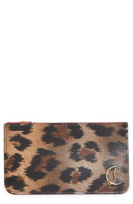 Christian Louboutin Loubi54 Leopard Print Leather Card Holder in 3221 Brown/Gold
