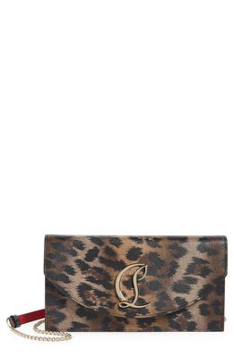 Christian Louboutin Loubi54 Leopard Print Leather Crossbody Bag in 3221 Brown/Gold