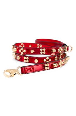 Christian Louboutin Loubicollar Spikes Calfskin Leather Extra Small Dog Collar Black/ Gold