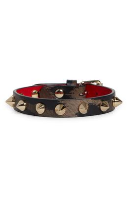 Christian Louboutin Loubilink Studded Leather Bracelet in 3221 Brown/Gold