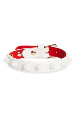 Christian Louboutin Loubilink Studded Leather Bracelet in Bianco/Bianco