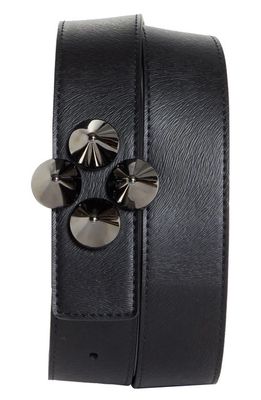 Christian Louboutin Loubinthesky Spike Textured Leather Belt in B078 Black/Gunmetal