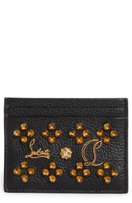 Christian Louboutin Loubisky Seville Studded Leather Card Case in Cm6S Black/Gold