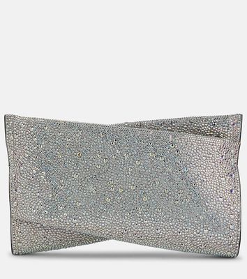 Christian Louboutin Loubitwist Small crystal-embellished suede clutch
