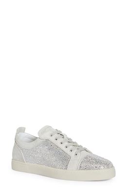 Christian Louboutin Louis Junior Crystal Embellished Sneaker in F668-Albatre/Cry Argent Flare