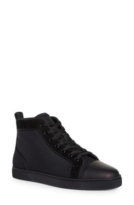 Christian Louboutin Louis Orlato Flat High Top Sneaker in Bk01-Black