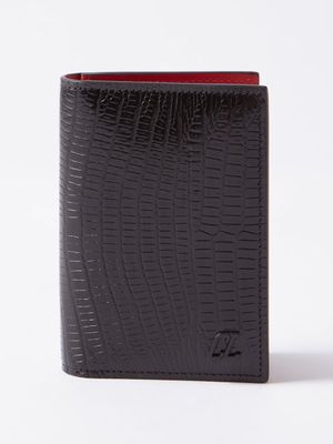 Christian Louboutin - M Sifnos Lizard-effect Leather Cardholder - Mens - Black Red