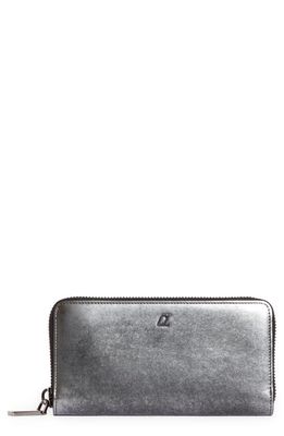 Christian Louboutin Medium Panettone CL Monogram Brushed Leather Wallet in Silver-Black/Gun Metal