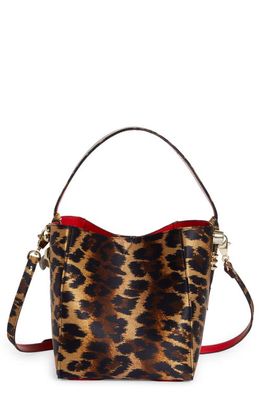 Christian Louboutin Mini Cabachic Leopard Print Leather Bucket Bag in 5519 Brown/Brown/Gold