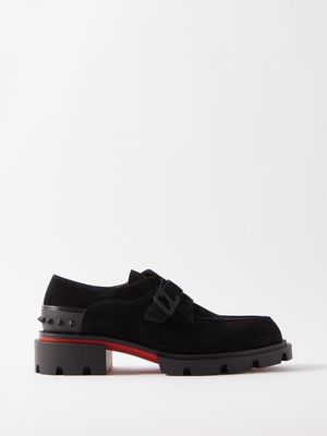 Christian Louboutin - Our Georges Suede Monk-strap Shoes - Mens - Black