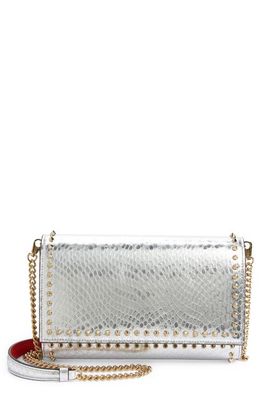 Christian Louboutin Paloma Snakeskin Print Leather Clutch in M658 Silver/Gold