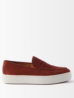 Christian Louboutin - Paquebot Suede Slip-on Trainers - Mens - Brown
