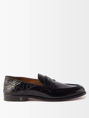 Christian Louboutin - Penny No Back Collapsible-back Leather Loafers - Mens - Black