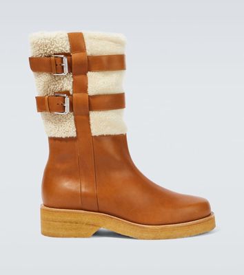 Christian Louboutin Shearling-trimmed leather boots