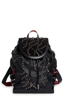 Christian Louboutin Small ExploraFunk Empire Studded Leather Backpack in Black/Black/Black/Gun Metal