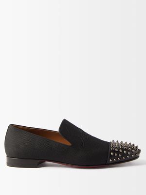 Christian Louboutin - Spooky Studded Canvas Loafers - Mens - Black
