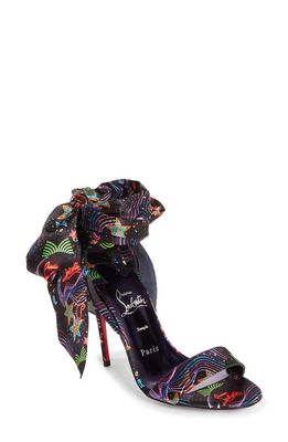 Christian Louboutin Starlight Print Ankle Tie Sandal in Black-Multi/Lin By Night