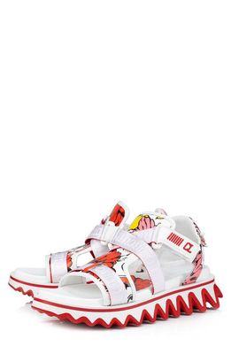 Christian Louboutin x Shun Sudo Summer Loubishark Button Flower Sandal in White/Multi