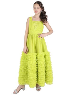 Christian Siriano Pleated Tiered Gown in Lime