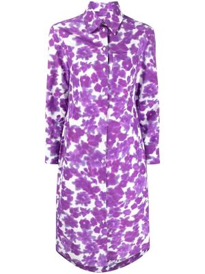 Christian Wijnants blurred floral-print shirtdress - Purple