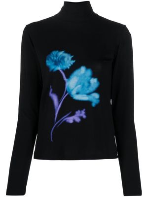 Christian Wijnants floral-print long-sleeved top - Black