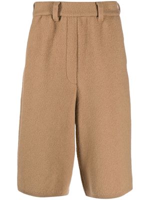 Christian Wijnants high-waist merino wool wide-leg shorts - Brown