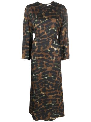 Christian Wijnants leopard-print belted midi dress - Brown