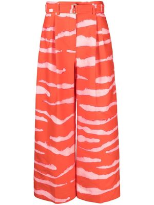 Christian Wijnants Pliza abstract-print pleated trousers - Red