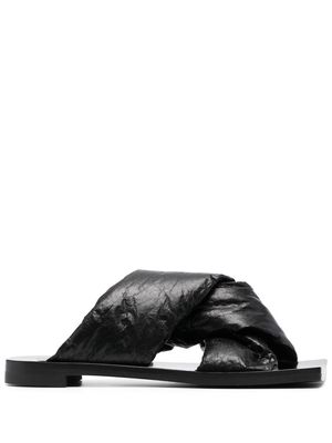 Christian Wijnants twisted-strap leather flat sandals - Black