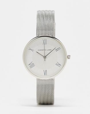 Christin Lars mesh strap watch with numeral dial in silver