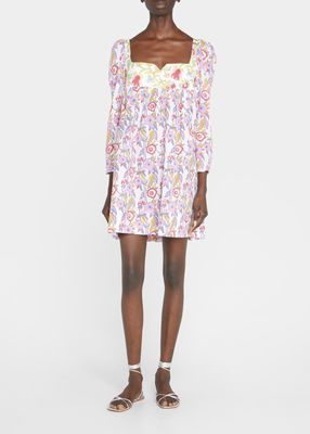 Christina Luau Floral Empire-Waist Mini Dress