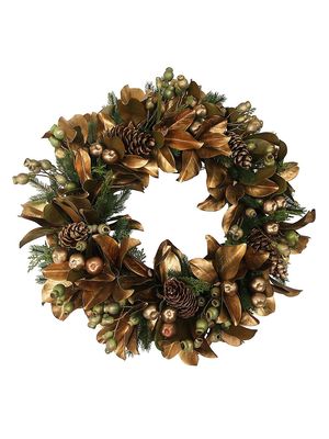 Christmas Collection Deluxe Golden Holiday Wreath - Gold - Gold