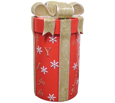 Christmas Time 20-In Red Round Gift Box w/ Gold  Bow