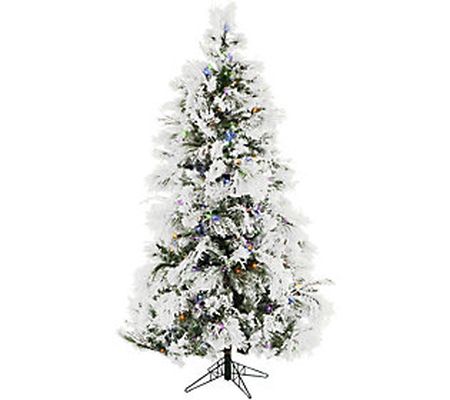 Christmas Time 6.5' Frosted Fir Snowy Multi Pre lit Music Tree