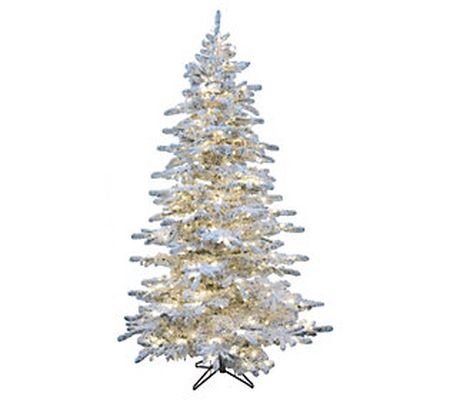 Christmas Time 6.5-Ft Silverado Pine White Floc ked Slim Tree