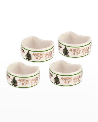 Christmas Tree Gold Napkin Rings, Set of 4