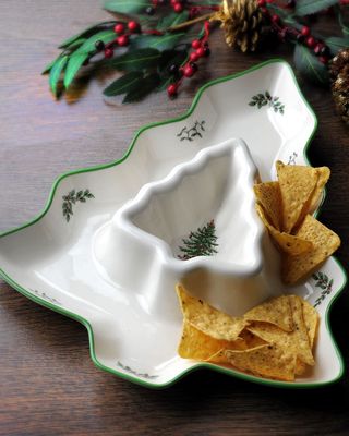 Christmas Tree Tree-Shaped Chip and Dip, 13"