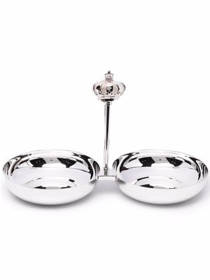 Christofle Royal Jack silver-plated dog and cat double bowl