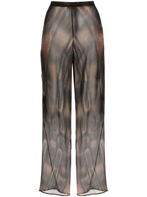 Christopher Esber Bias all-over graphic-print trousers - Brown