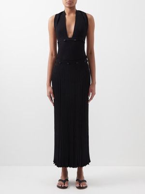 Christopher Esber - Buttoned Multi-way Knitted Dress - Womens - Black