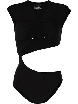 Christopher Esber cap-sleeved cut-out swimsuit - Black