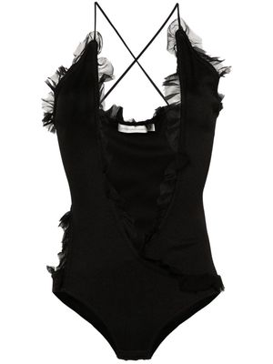 Christopher Esber Carina ruffled silk bodysuit - Black