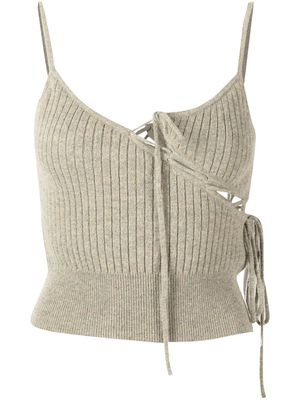 Christopher Esber cashmere lace-tie knitted camisole - Green