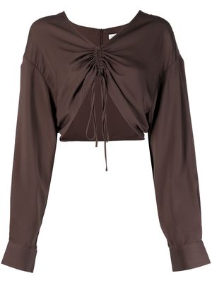 Christopher Esber cropped ruched blouse - Brown