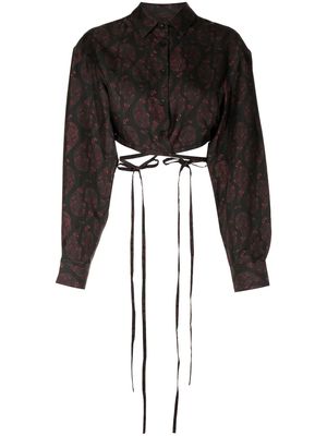 Christopher Esber cropped tie silk shirt - Black